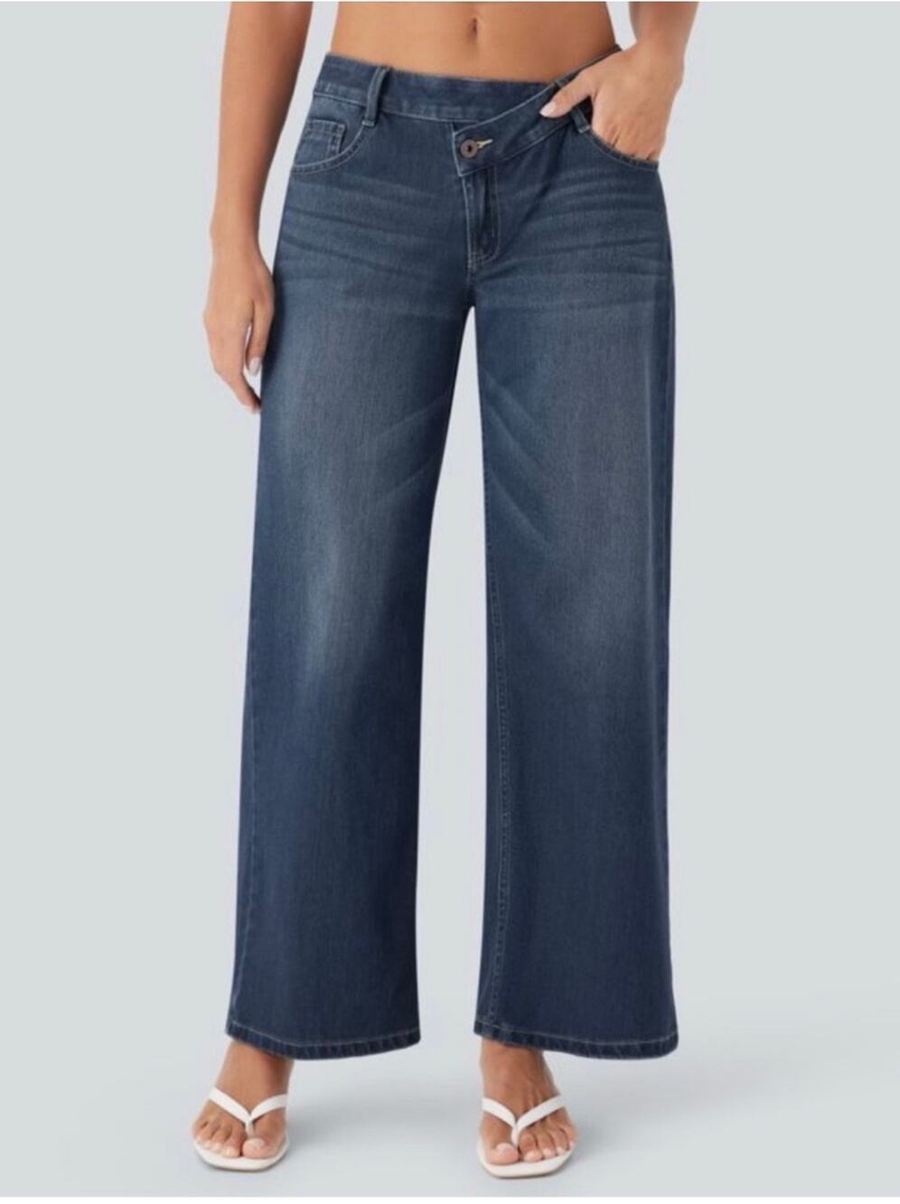 Halara Asymetrical Wide Leg Baggy Jeans NWT M Tall